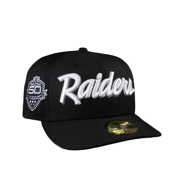 Las Vegas Raiders All Black Script Logo 50th CAP USA NYC