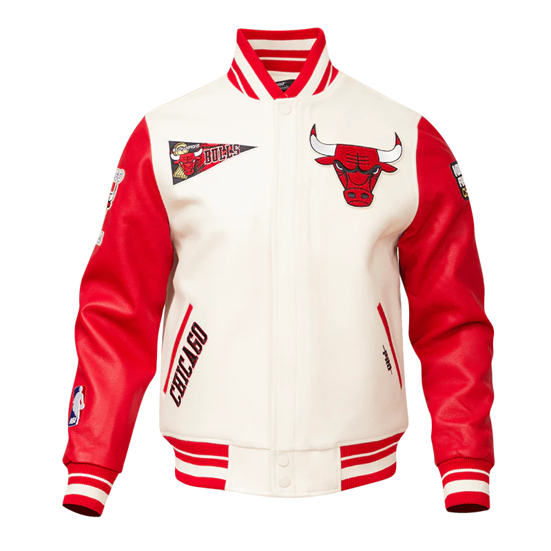 Chicago Bulls Crème & Red Varsity Jacket