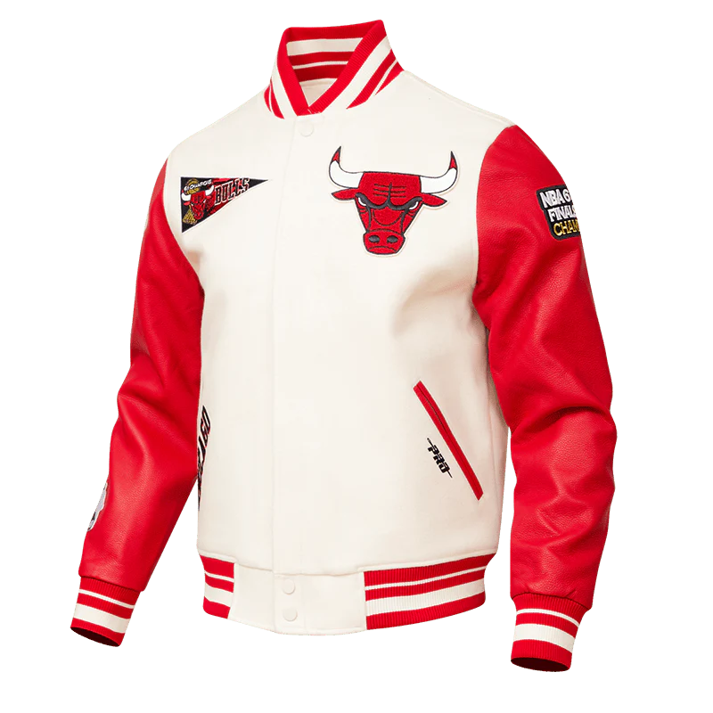 Chicago Bulls Crème & Red Varsity Jacket