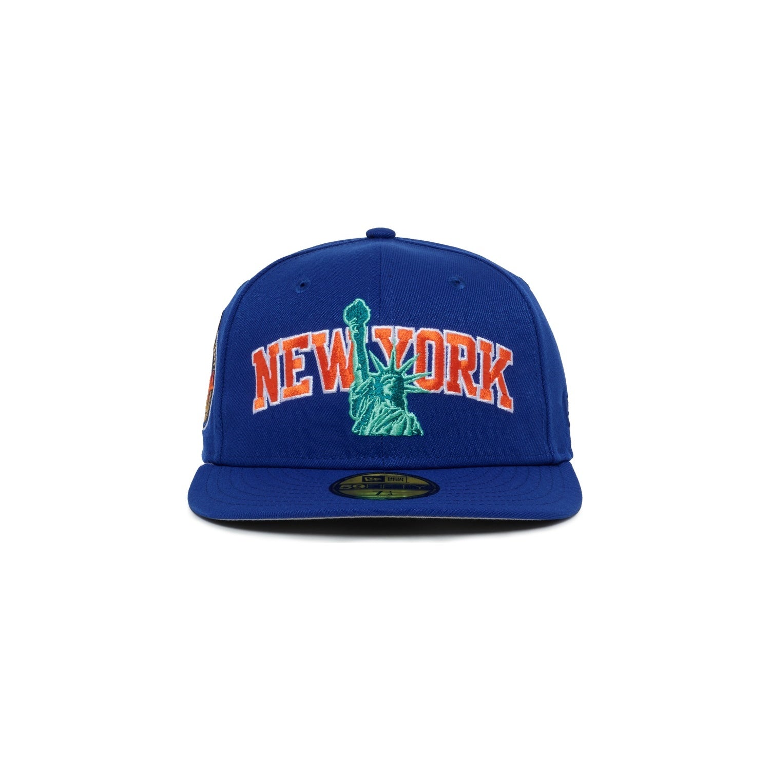 New York Knicks Majestic Blue Font Logo Statue Of Liberty 2X Champs