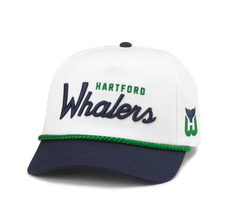 Hartford Whalers Roscoe White & Navy Snap Back