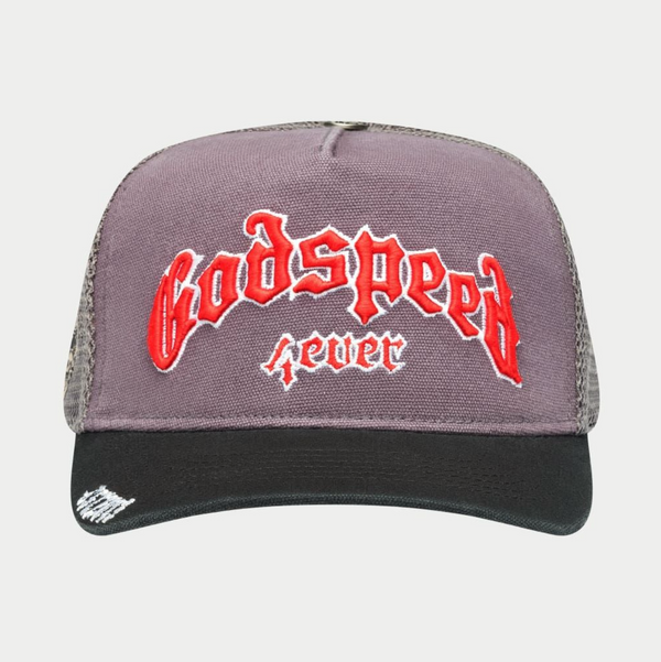 GodSpeed Forever Trucker Hat (Grey/Red)