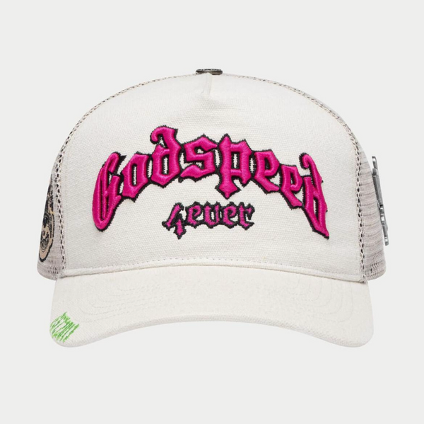GodSpeed Forever Trucker Hat (White/ Pink Fuchsia)