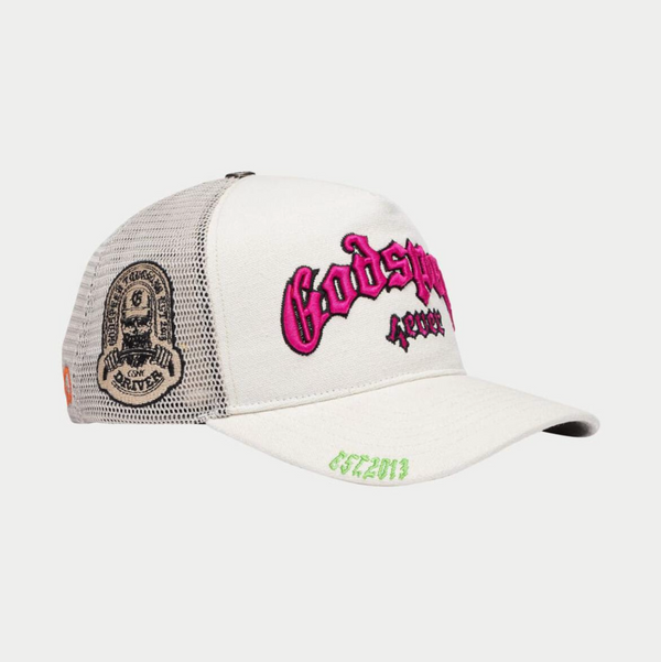 GodSpeed Forever Trucker Hat (White/ Pink Fuchsia)