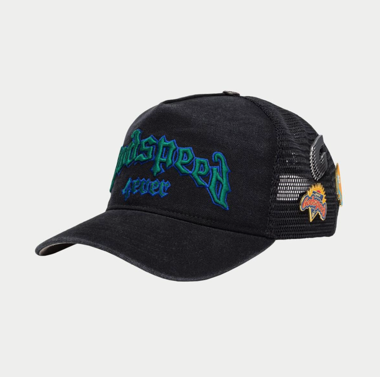GodSpeed Forever Trucker Hat (Black Washed/Green)