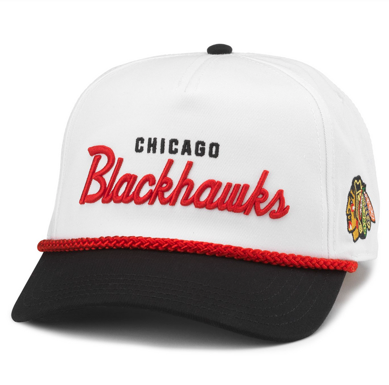 Chicago Blackhawks White and Black Roscoe Snap Back