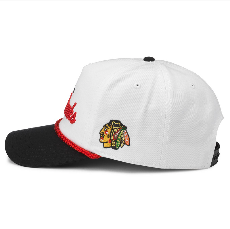 Chicago Blackhawks White and Black Roscoe Snap Back