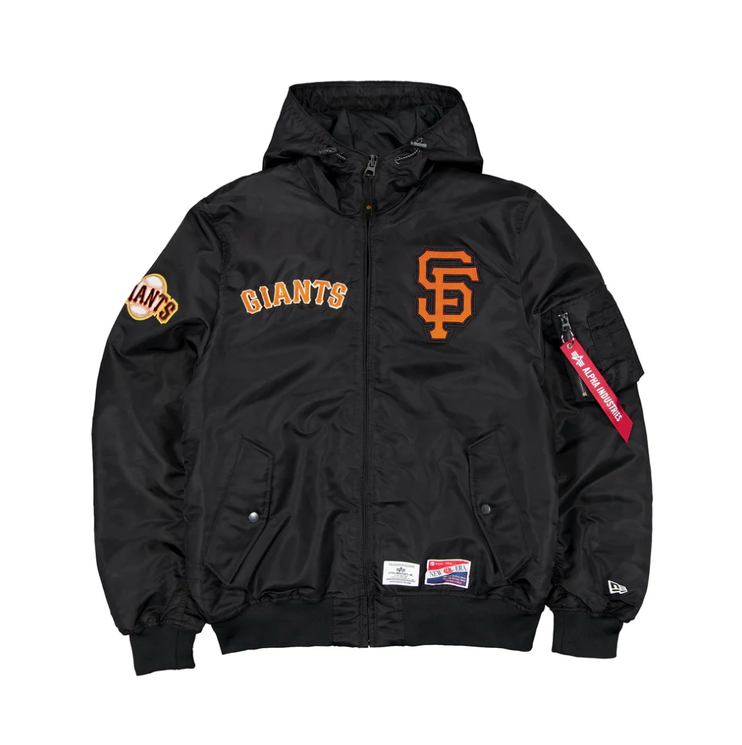 San Francisco Giants Black Bomber Jacket New Era X Alpha Industries