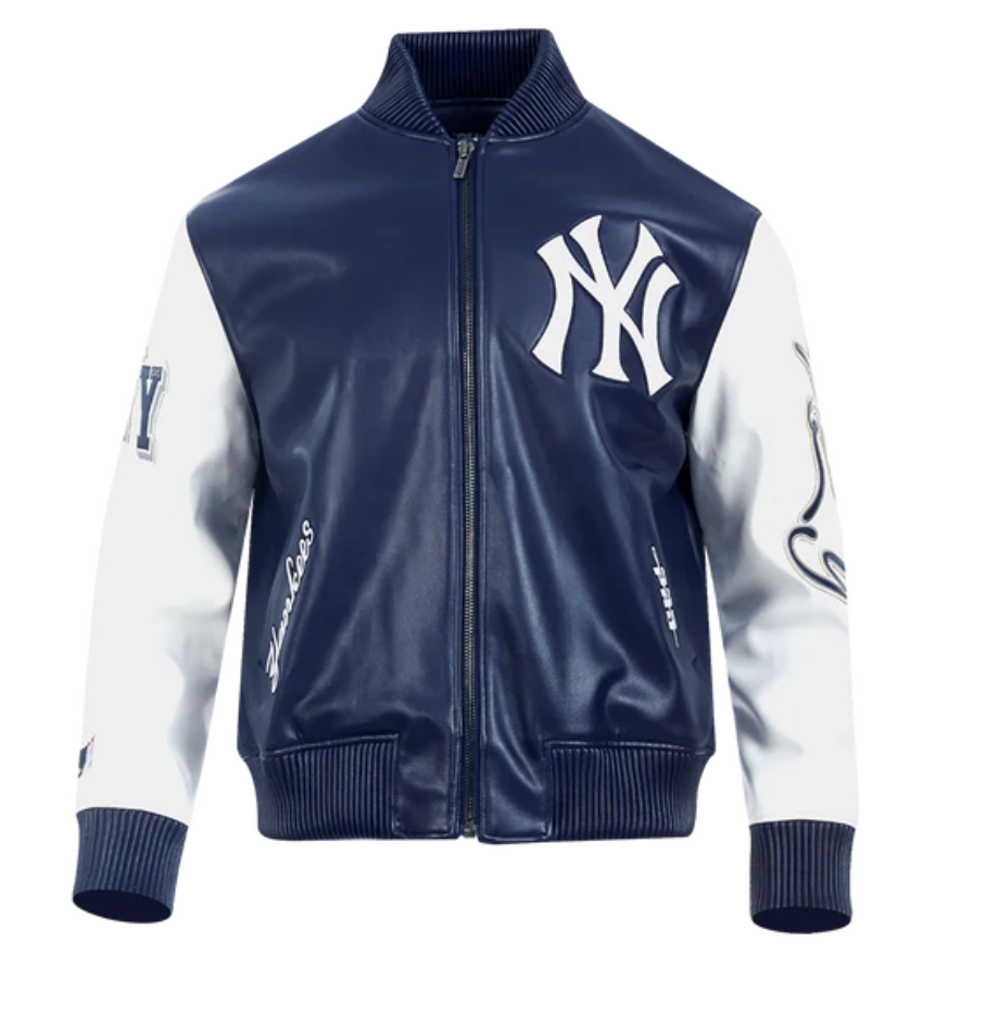 New York Yankees All Navy Leather Jacket – CAP USA NYC New York Yankees All Navy Leather Jacket – CAP USA NYC
