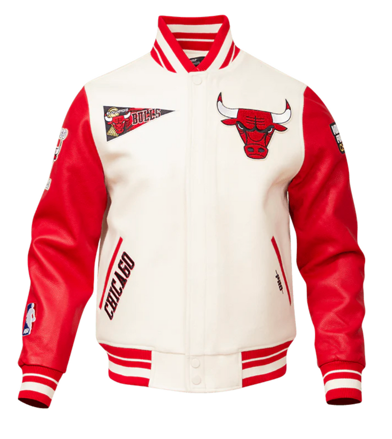 Chiacgo Bulls Creme and Red Varsity Jacket