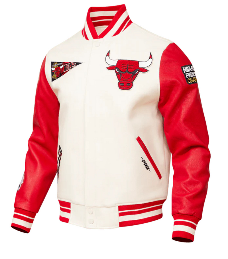 Chiacgo Bulls Creme and Red Varsity Jacket