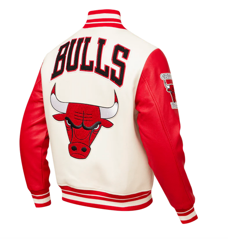 Chiacgo Bulls Creme and Red Varsity Jacket