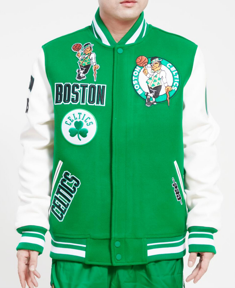 Boston Celtics Green and White Varsity Jacket