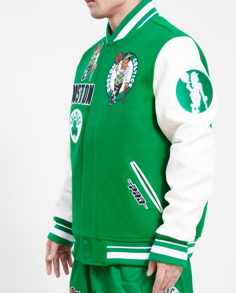 Boston Celtics Green and White Varsity Jacket