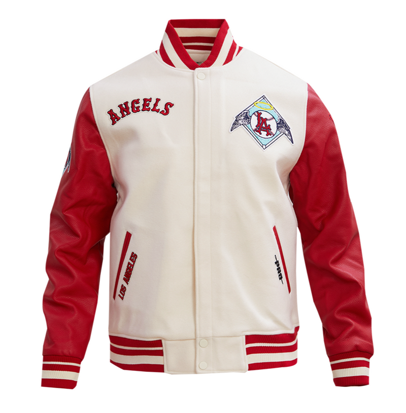 Los Angeles Angels Creme and Red Varsity Jacket