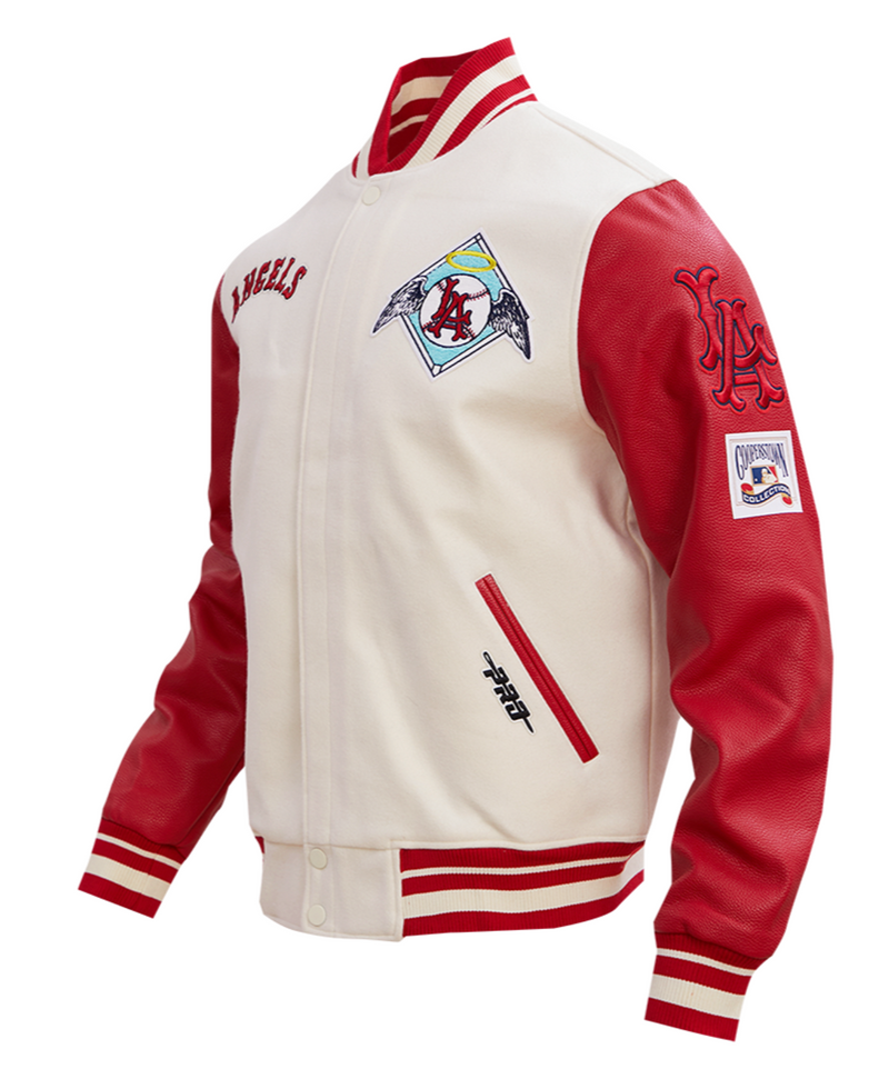 Los Angeles Angels Creme and Red Varsity Jacket