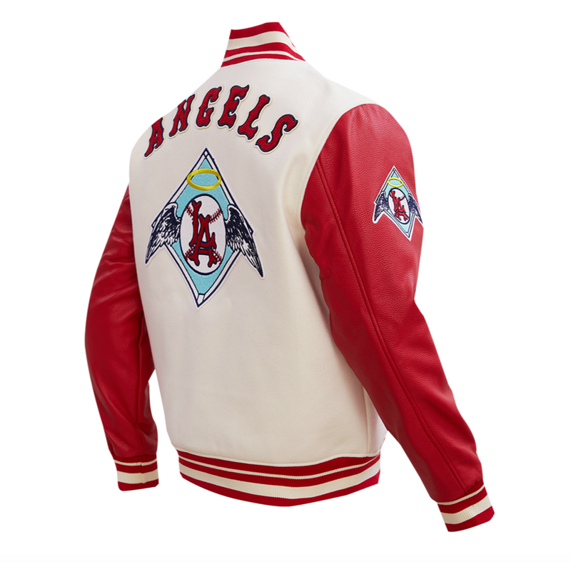 Los Angeles Angels Creme and Red Varsity Jacket