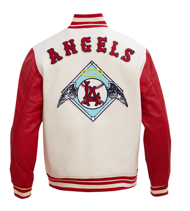 Los Angeles Angels Creme and Red Varsity Jacket