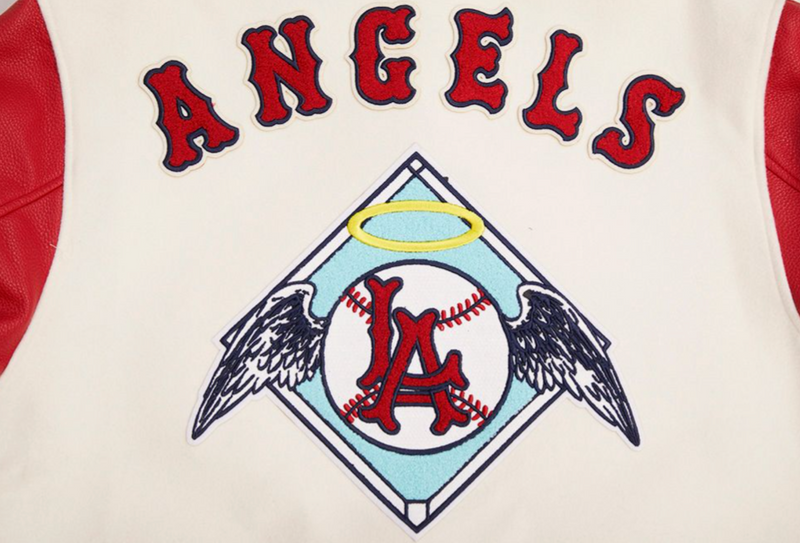 Los Angeles Angels Creme and Red Varsity Jacket