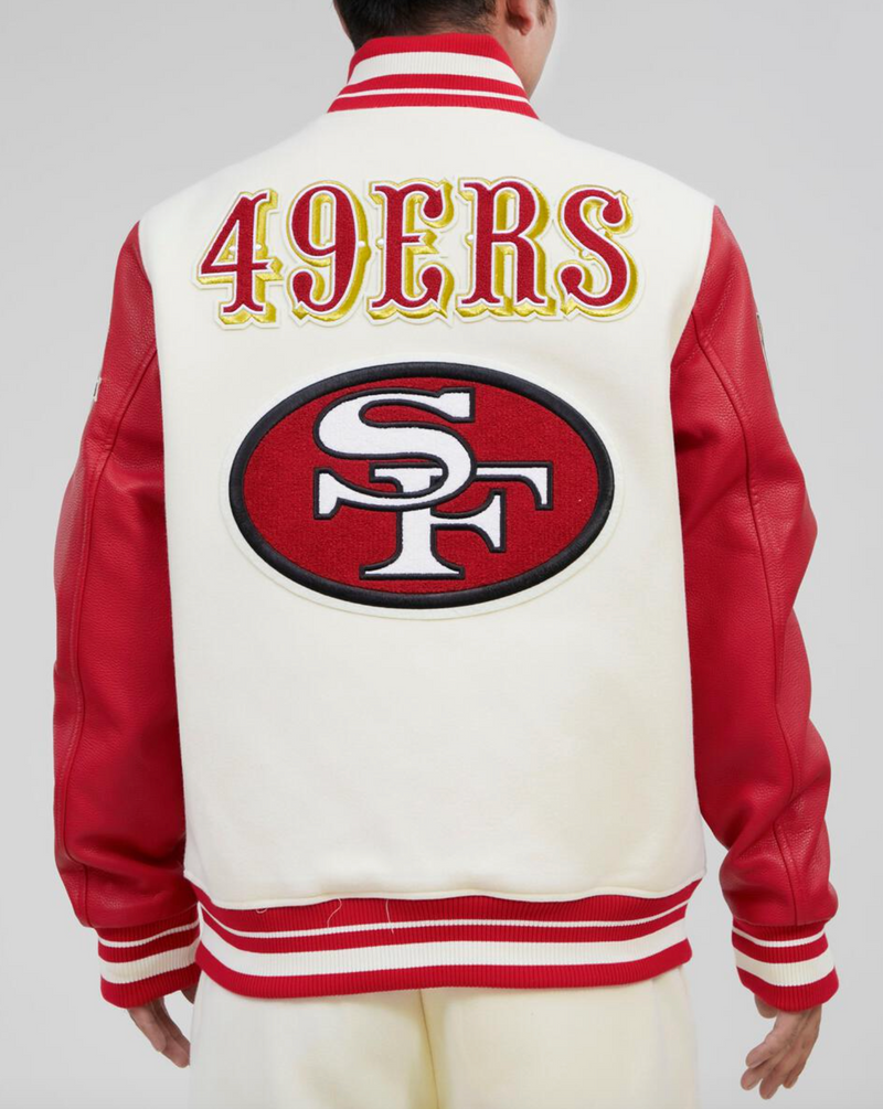 San Fransisco 49ers Creme and Red Varsity Jacket