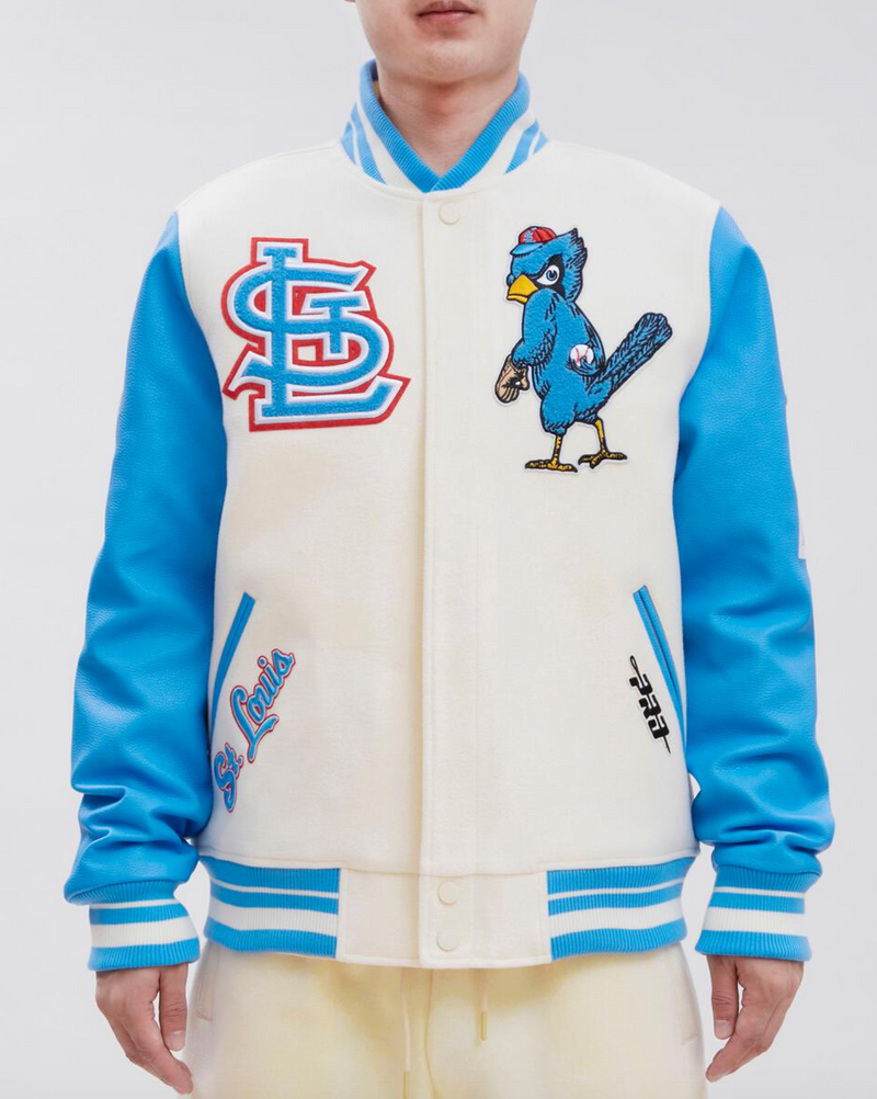 St. Louis Cardinals Creme and Sky Blue Varsity Jacket