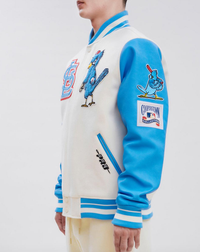 St. Louis Cardinals Creme and Sky Blue Varsity Jacket