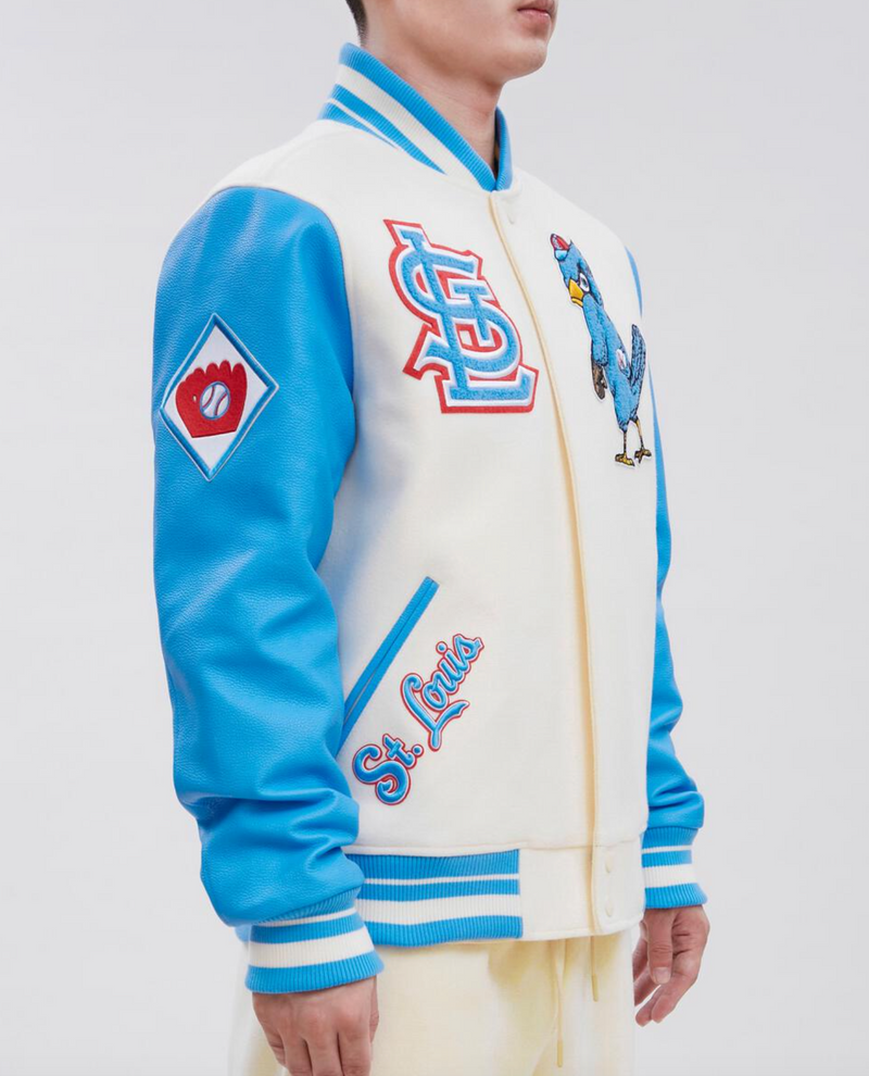 St. Louis Cardinals Creme and Sky Blue Varsity Jacket