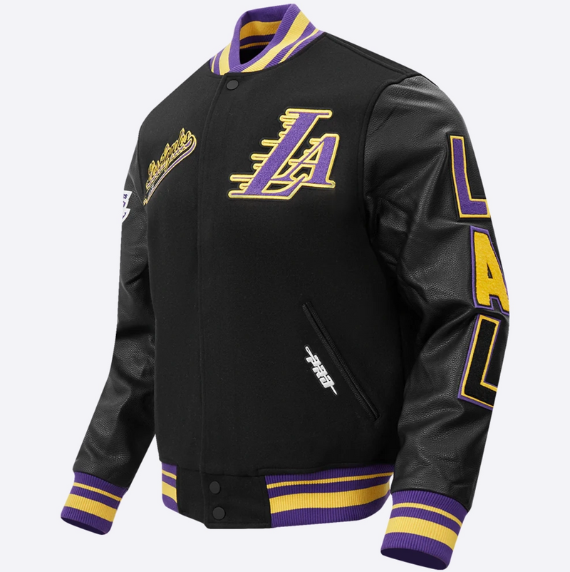 Los Angeles Lakers Black Script Varsity Jacket