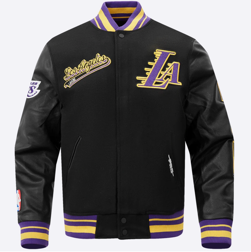 Los Angeles Lakers Black Script Varsity Jacket