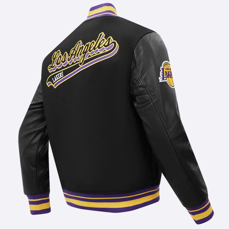 Los Angeles Lakers Black Script Varsity Jacket