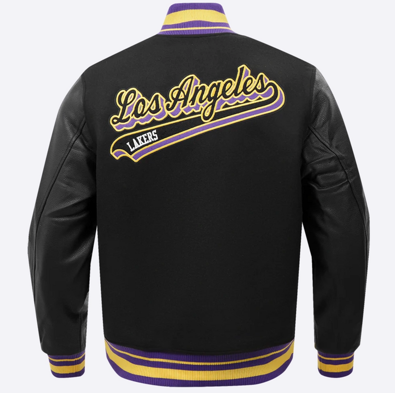 Los Angeles Lakers Black Script Varsity Jacket