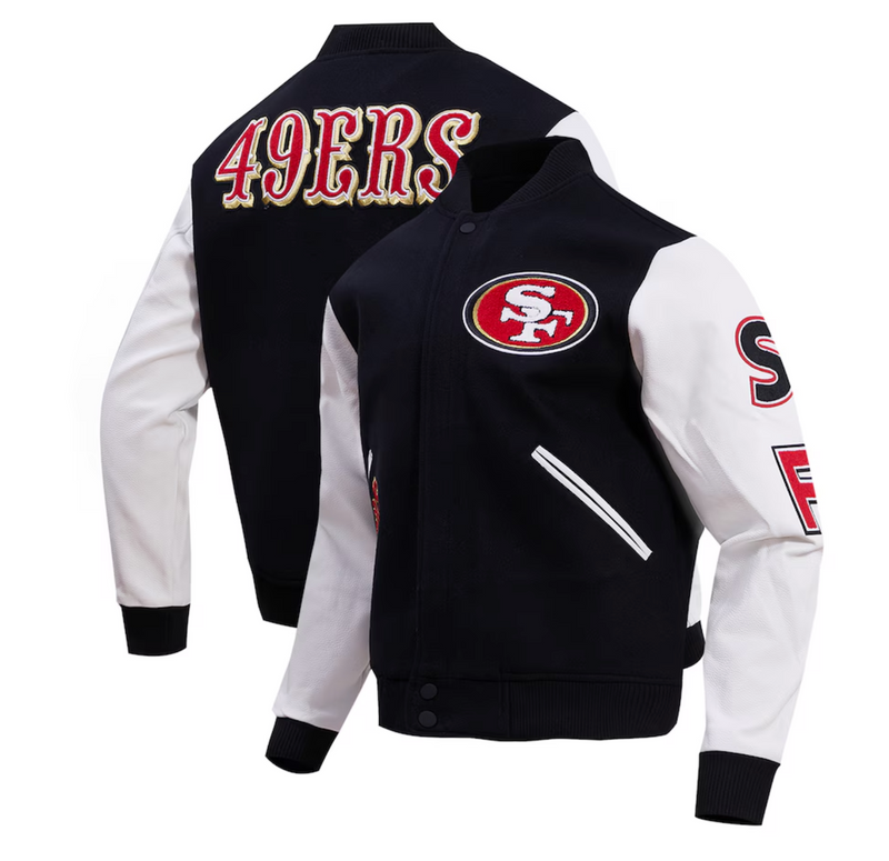 San Fransisco 49ers Black and White Varsity Jacket