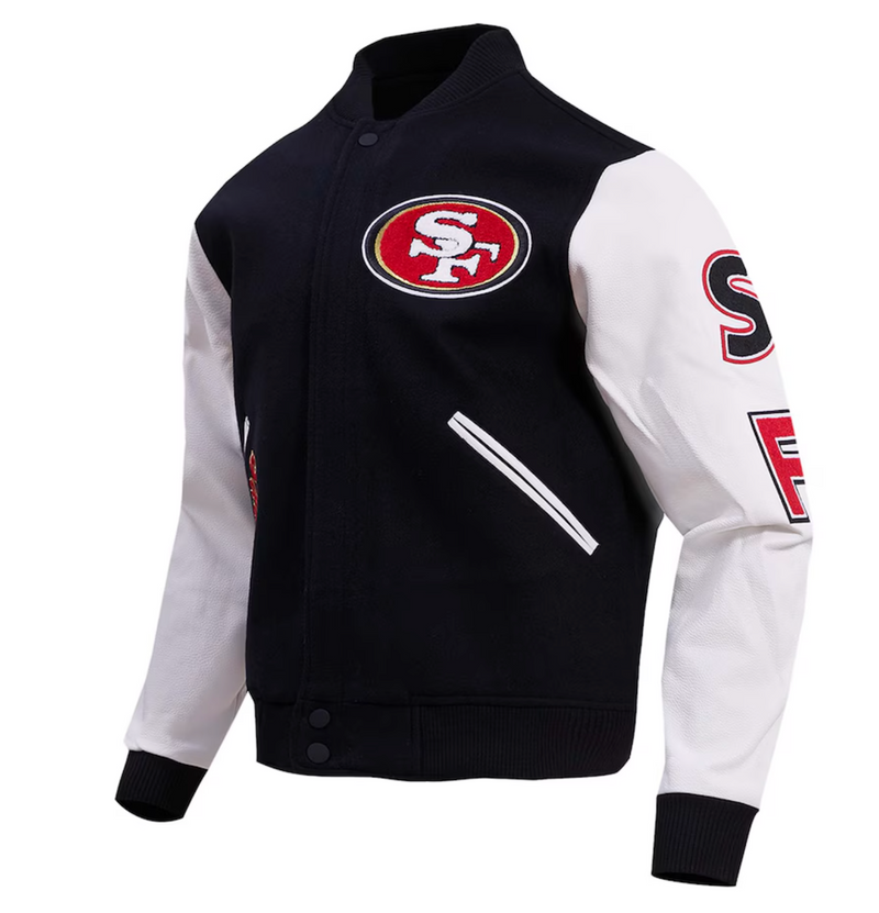 San Fransisco 49ers Black and White Varsity Jacket