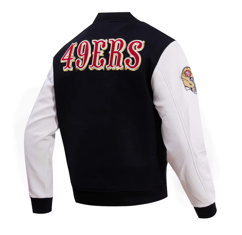 San Fransisco 49ers Black and White Varsity Jacket