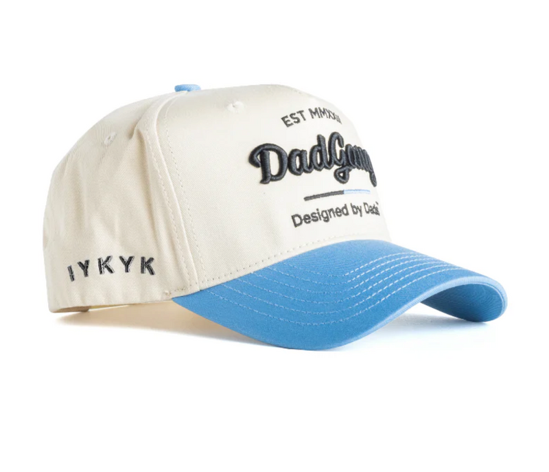 DAD GANG Creme and Baby Blue Horsepower Truckers Snapback