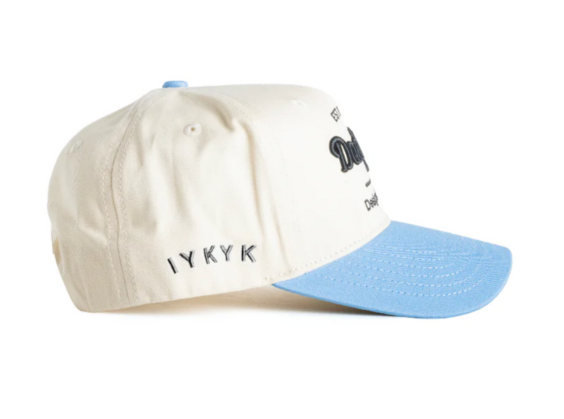 DAD GANG Creme and Baby Blue Horsepower Truckers Snapback
