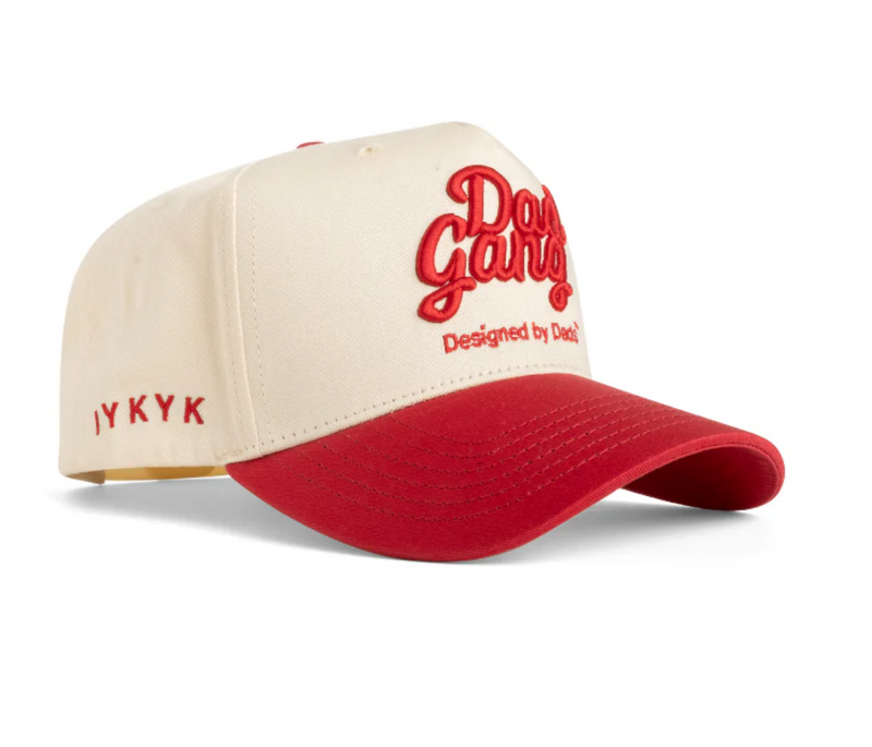 DAD GANG x WSU Creme and Crimson Red Trucker