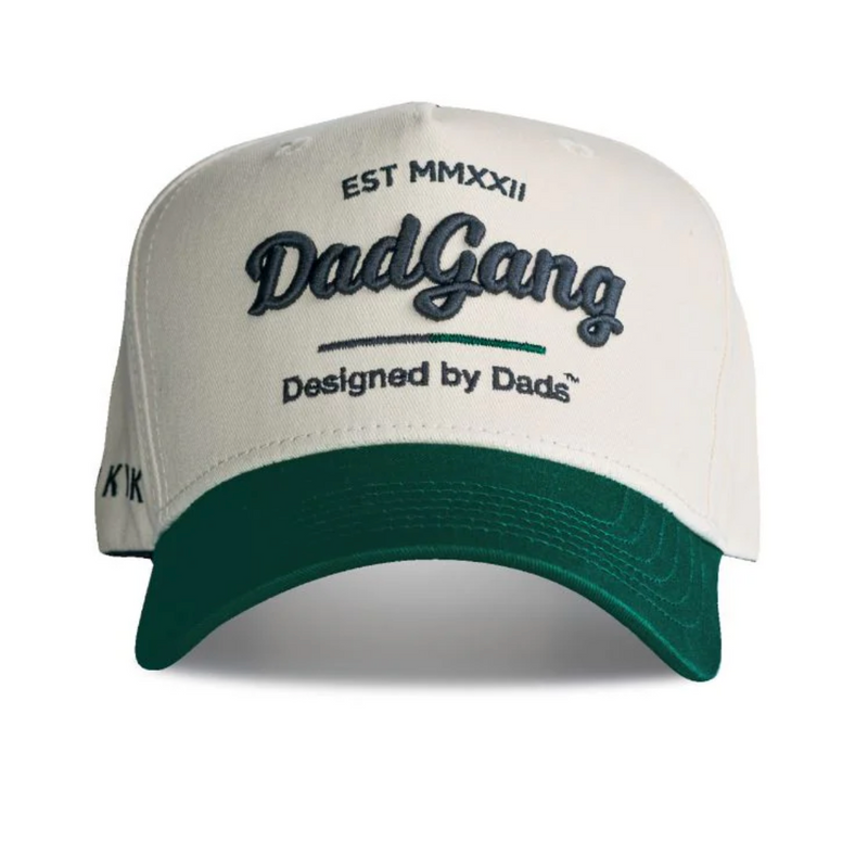 DAD GANG Horsepower Creme and Forest Green Snap Back