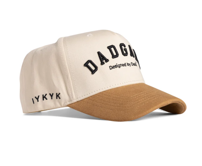 DAD GANG Creme Suede Script Snapback