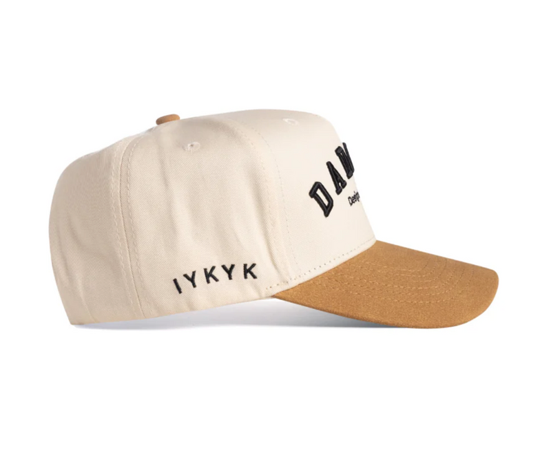 DAD GANG Creme Suede Script Snapback