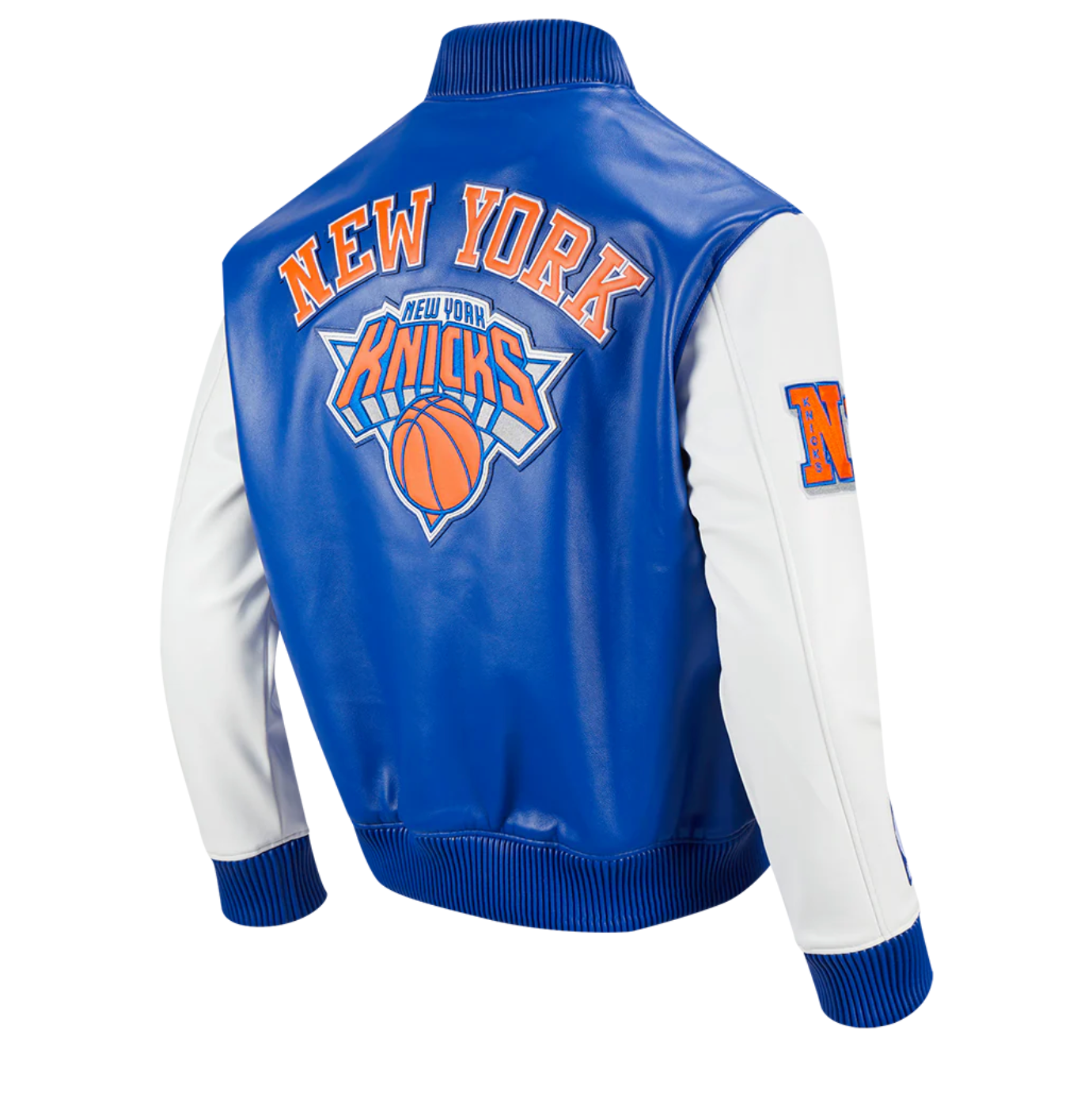 New York Knicks Royal and White Leather Jacket