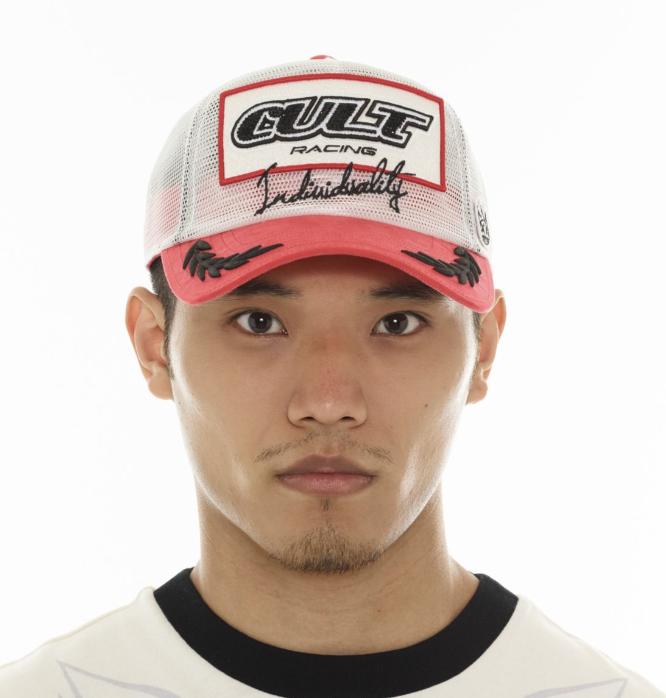 Cult of Individuality All Mesh Creme Red Trucker Hat