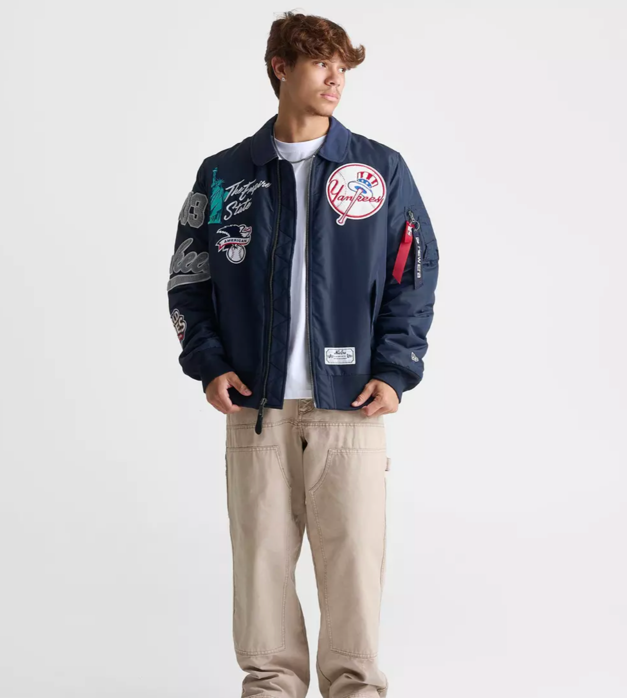 New York Yankees Alpha Industries X New ERA Navy Collared Bomber Jacket
