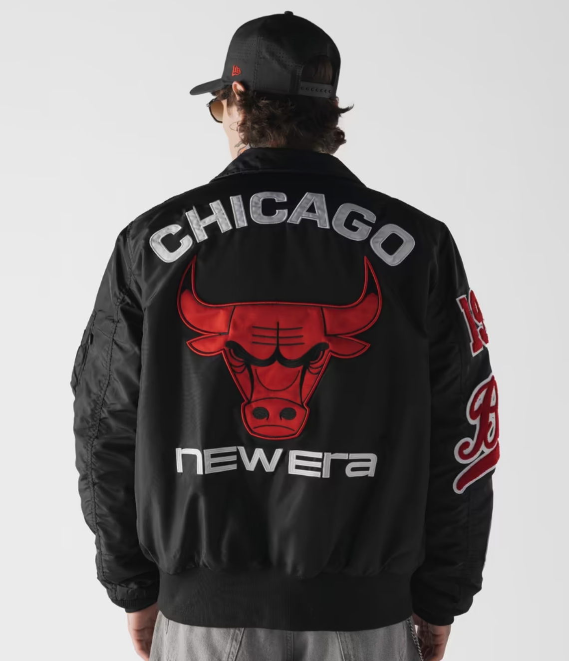 Chicago Bulls Black Alpha Industries COLLARED BOMBER JACKET