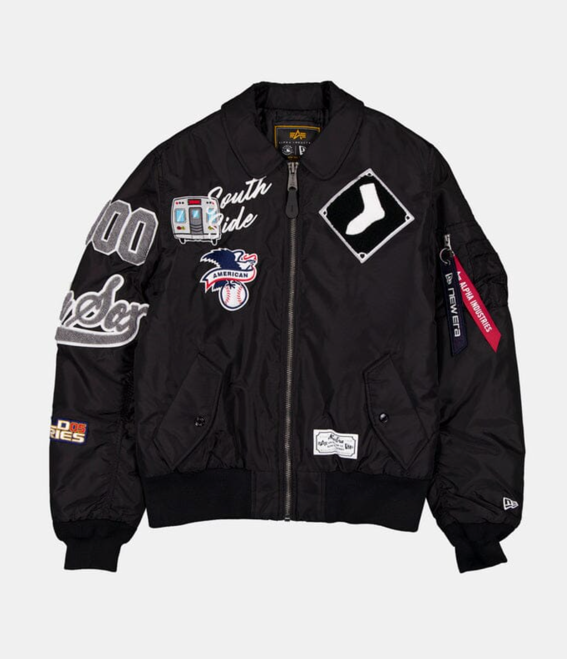 Chicago White Sox Black Alpha Industries COLLARED BOMBER JACKET