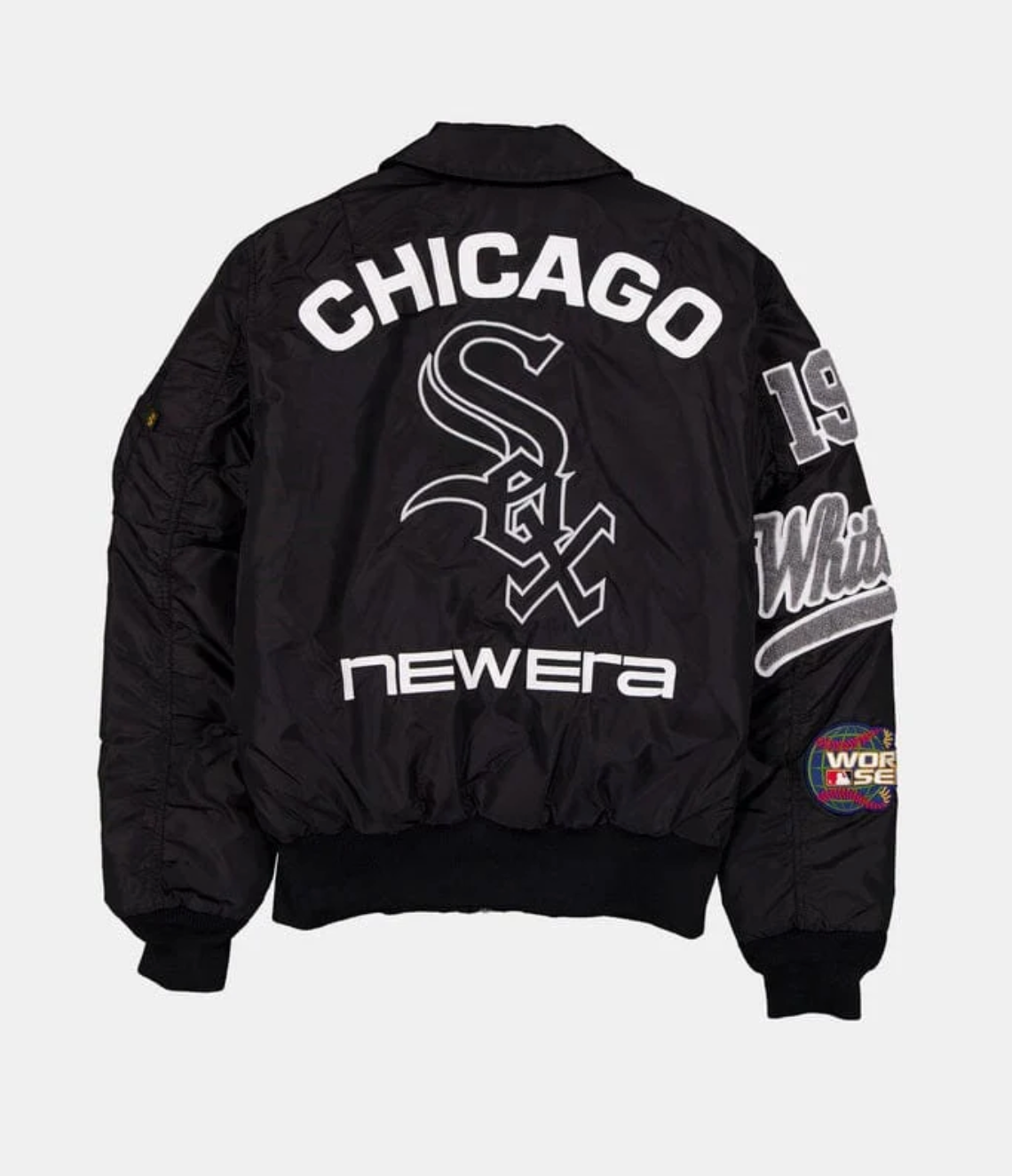 Chicago White Sox Black Alpha Industries COLLARED BOMBER JACKET