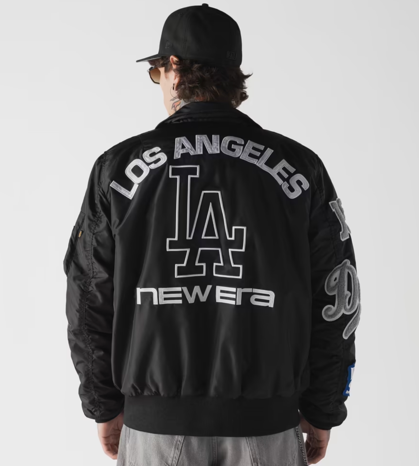 Los Angeles Dodgers Black Alpha Industries COLLARED BOMBER JACKET