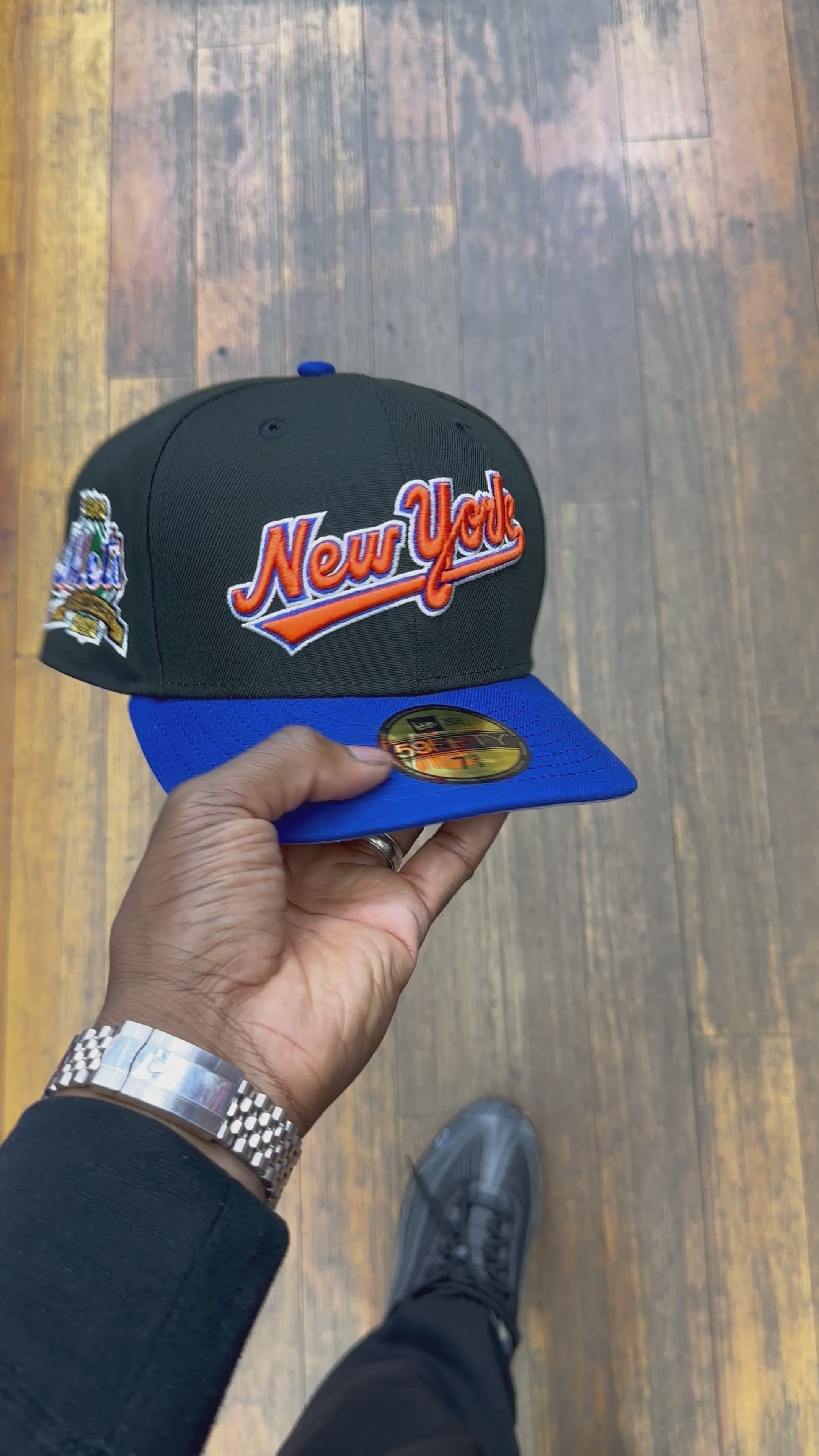 New York Mets Black and Royal Blue Script Logo 1962 Anniversary