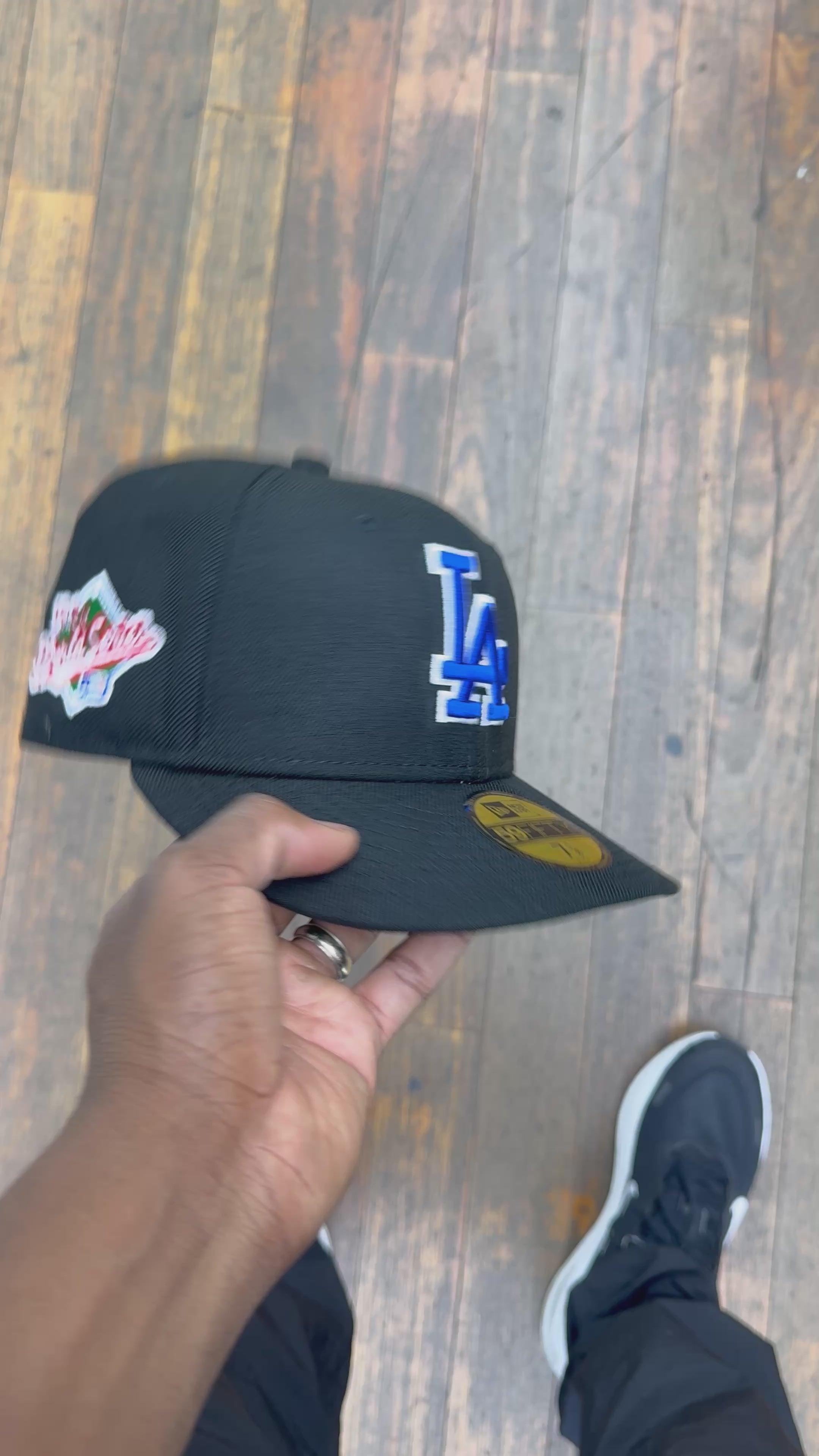 Los Angeles Dodgers All Black Blue Logo 1988 World Series