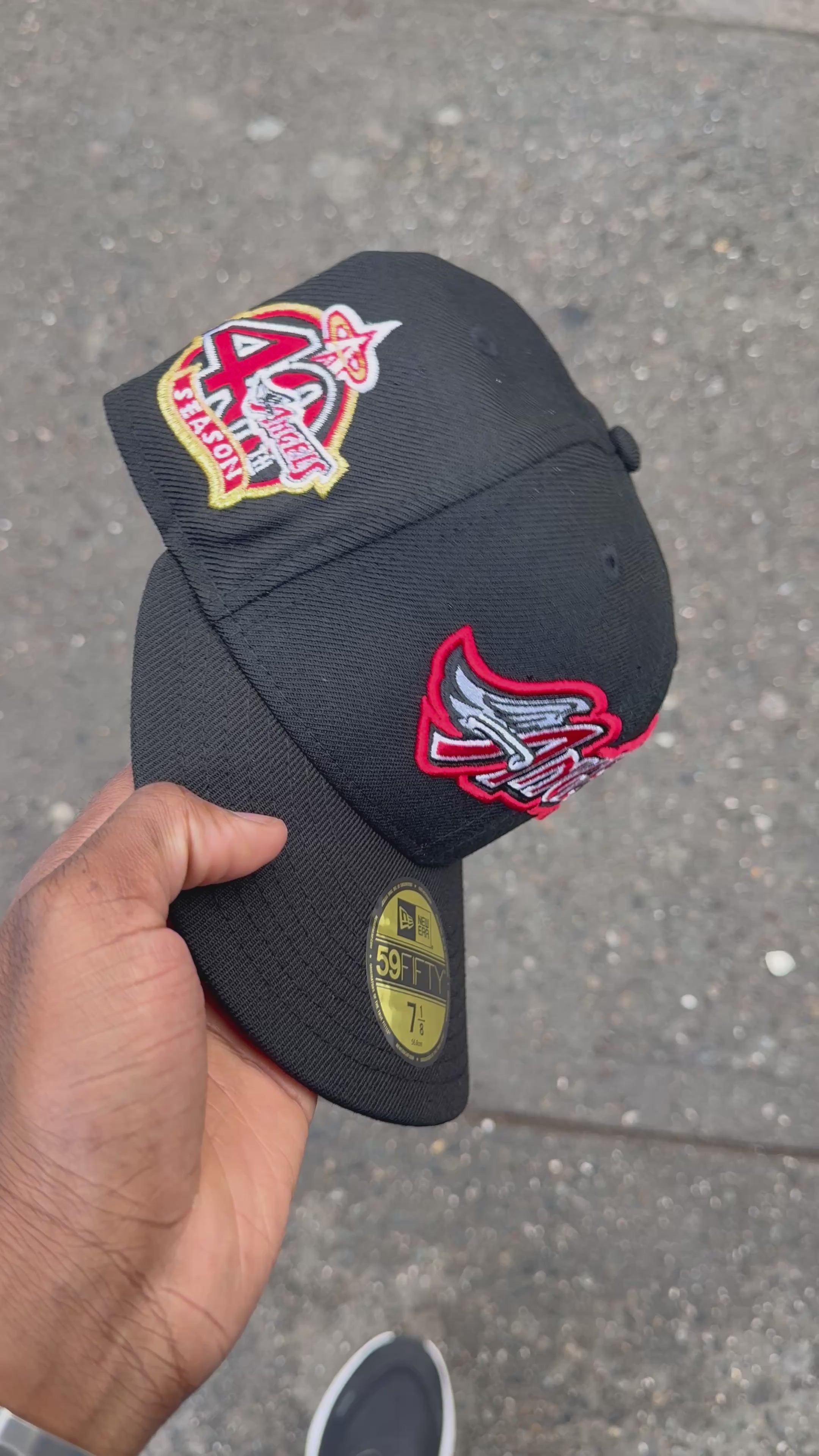 Anaheim Angels Winged Font Logo Red Outline 40Th Anniversary